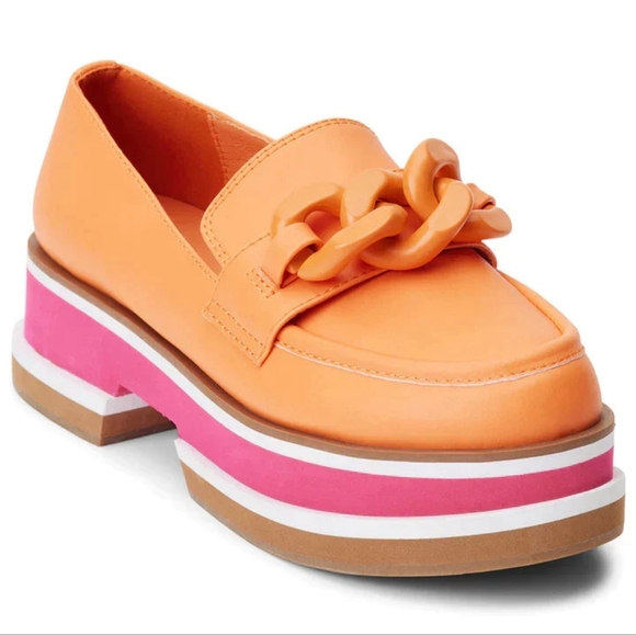 Coconuts by Matisse Orange Platform Loafers Size 8 Funky Pink White New In Box - Picture 3 of 5